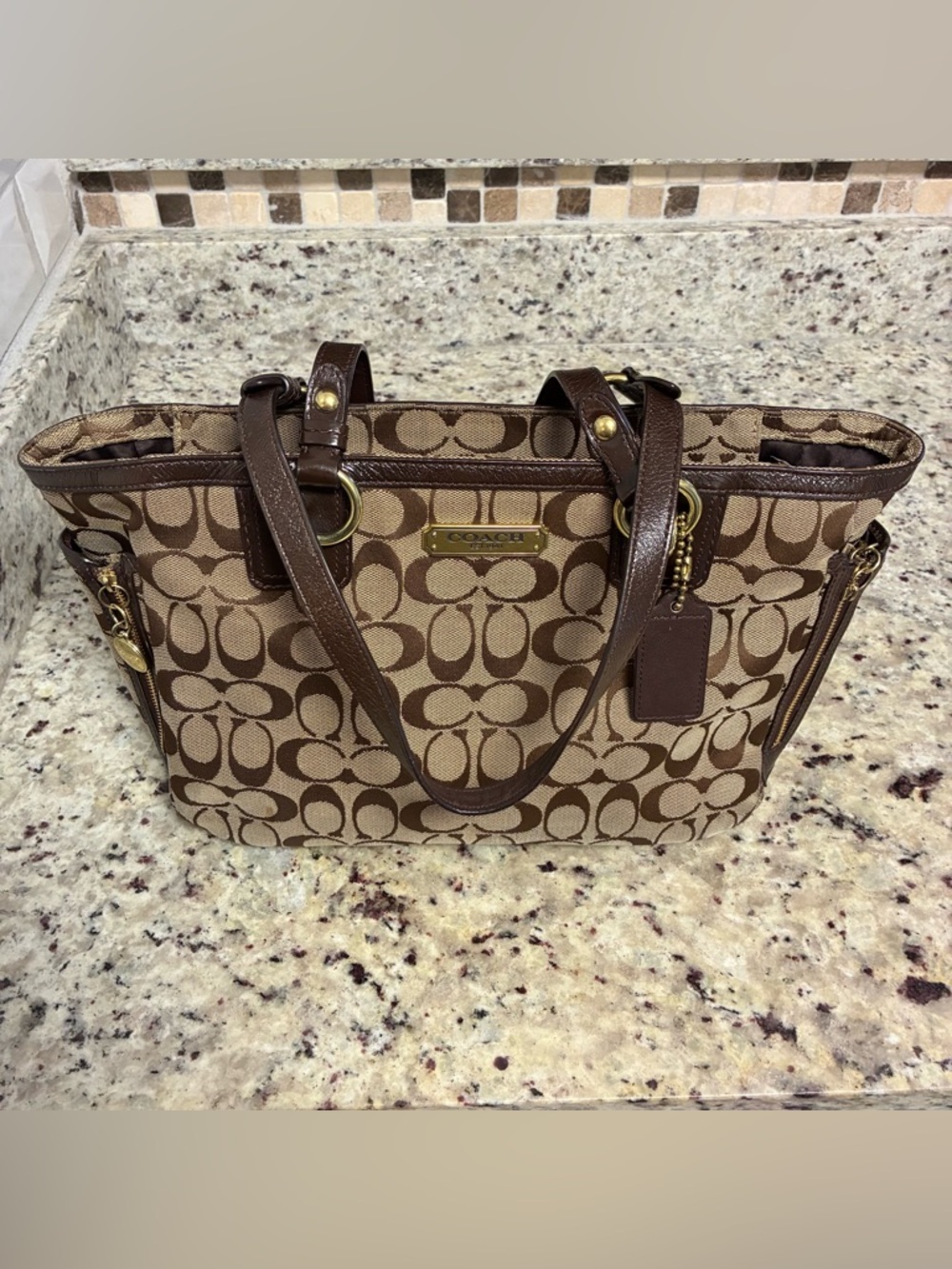 Coach Y2K Gallery Signature  zip Tote shoulder Bag